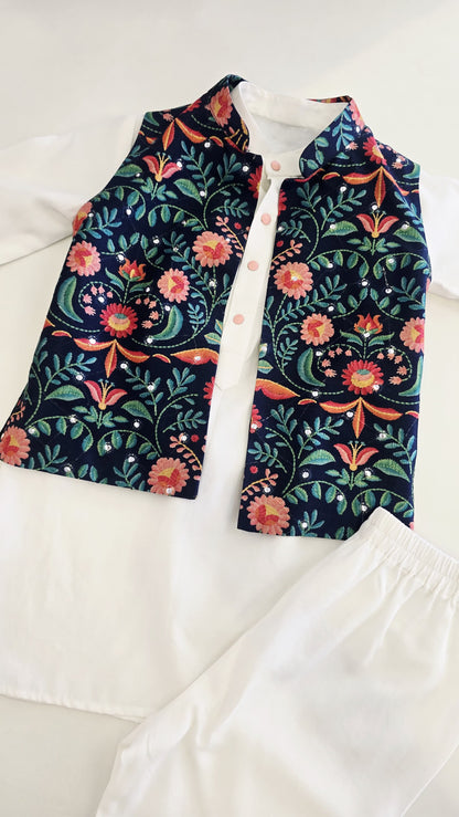 The Navy Blue Jacket Kurta Set