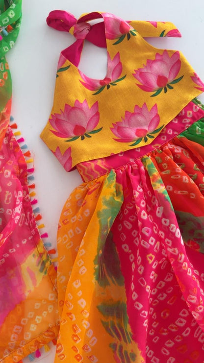 The Lotus Bandhni Lehenga Set