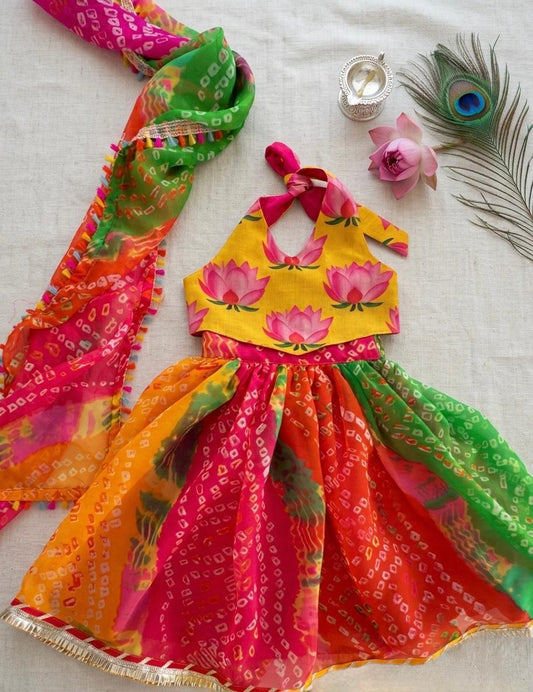 The Lotus Bandhni Lehenga Set