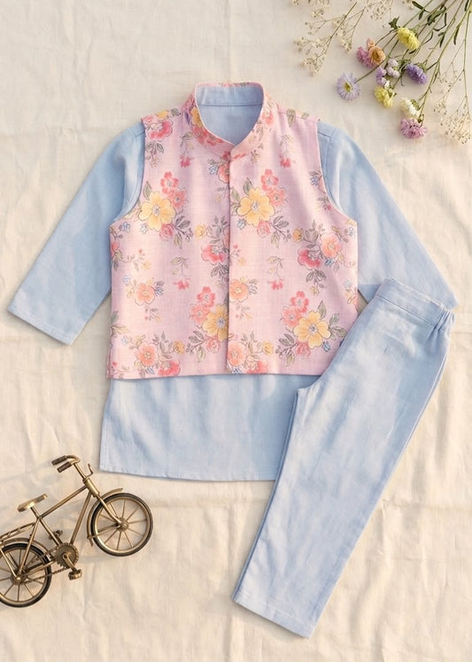 The Blue & Pink Kurta Jacket Set