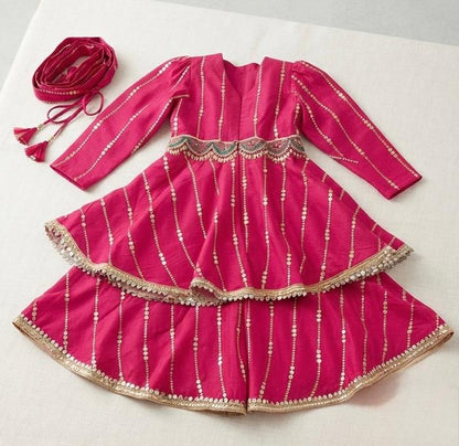 Pink Sequin Sharara Set