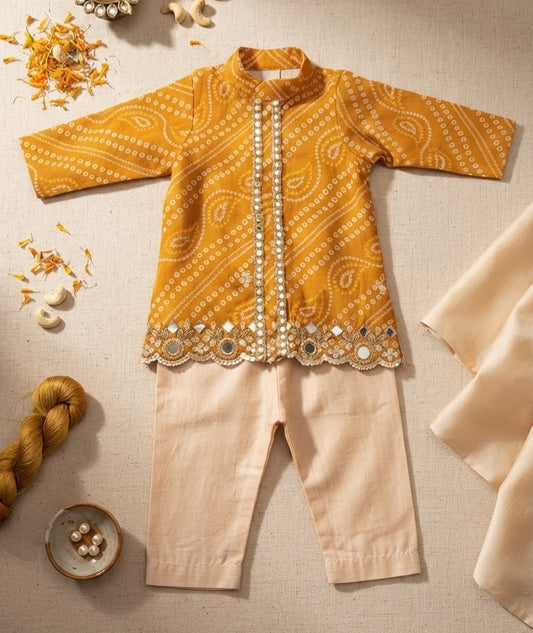 Mirror-Bandhani kurta set