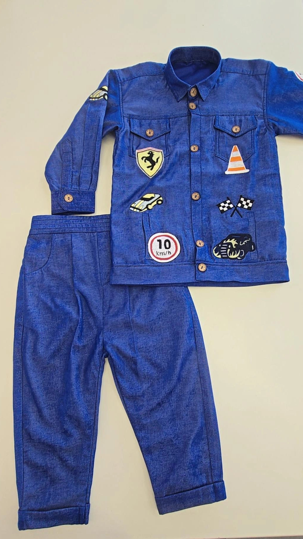 Ferrari-themed denim set