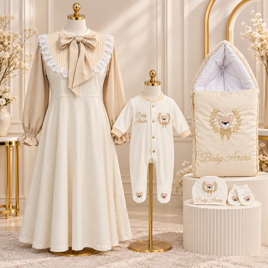 Ivory Bear Mom Baby Set