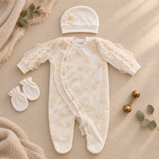 Ivory Blossom Romper Set