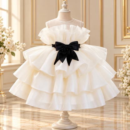 Ivory Ruffle Bow Ballgown