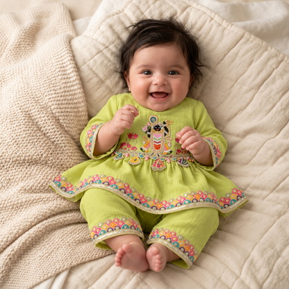 Pista Green Krishna Palazzo Set