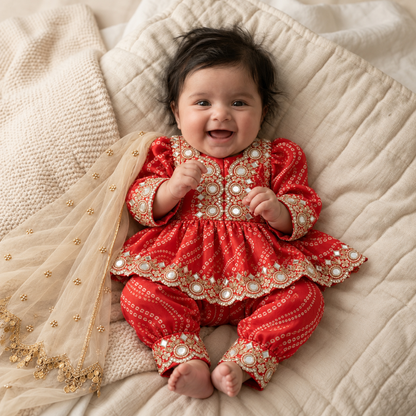 Bandhani Mirror Work Ethnic Set