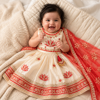 Ivory Lotus Lehenga Set