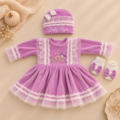 Lavender Lace Frock Set