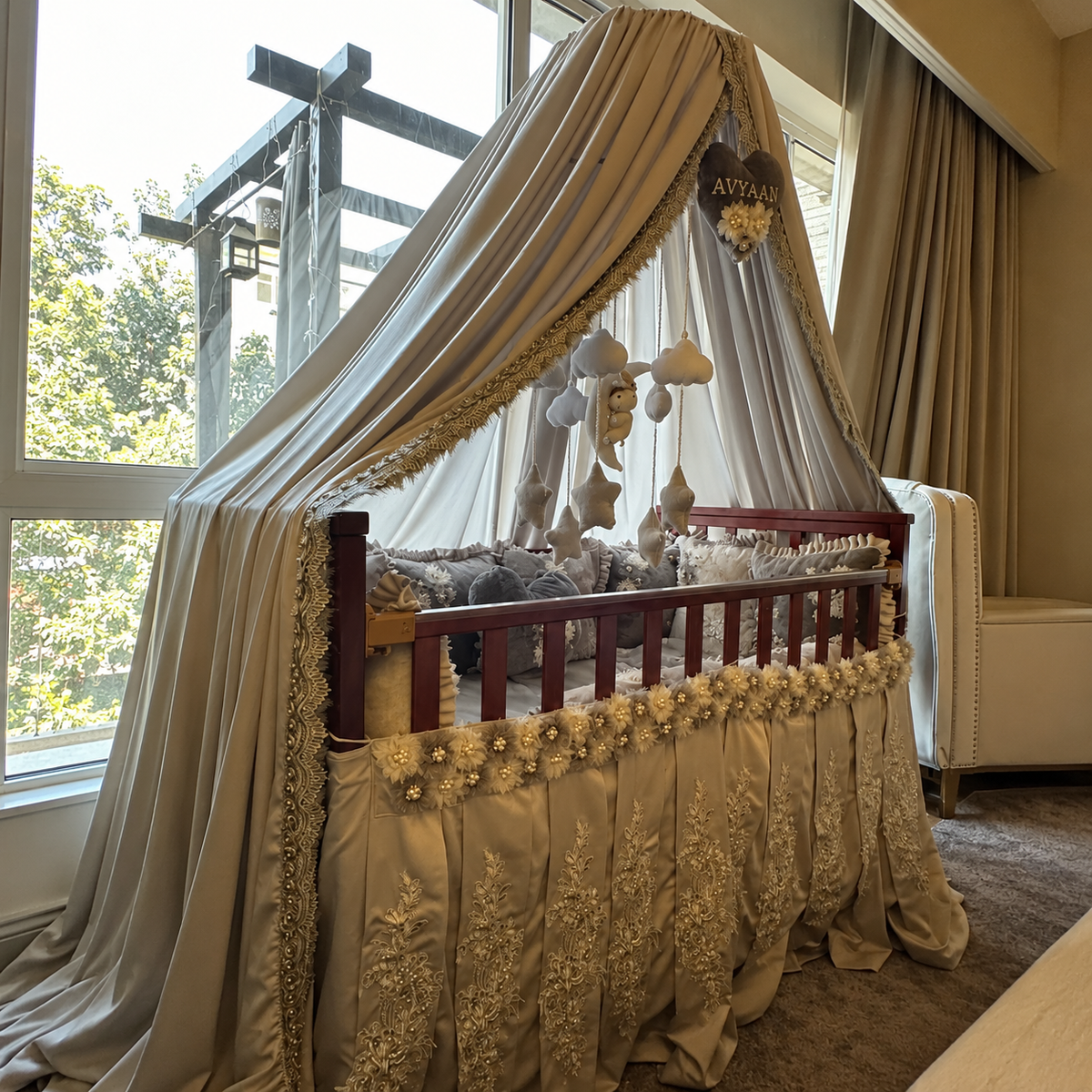Royal Champagne Gold Canopy Bedding Set
