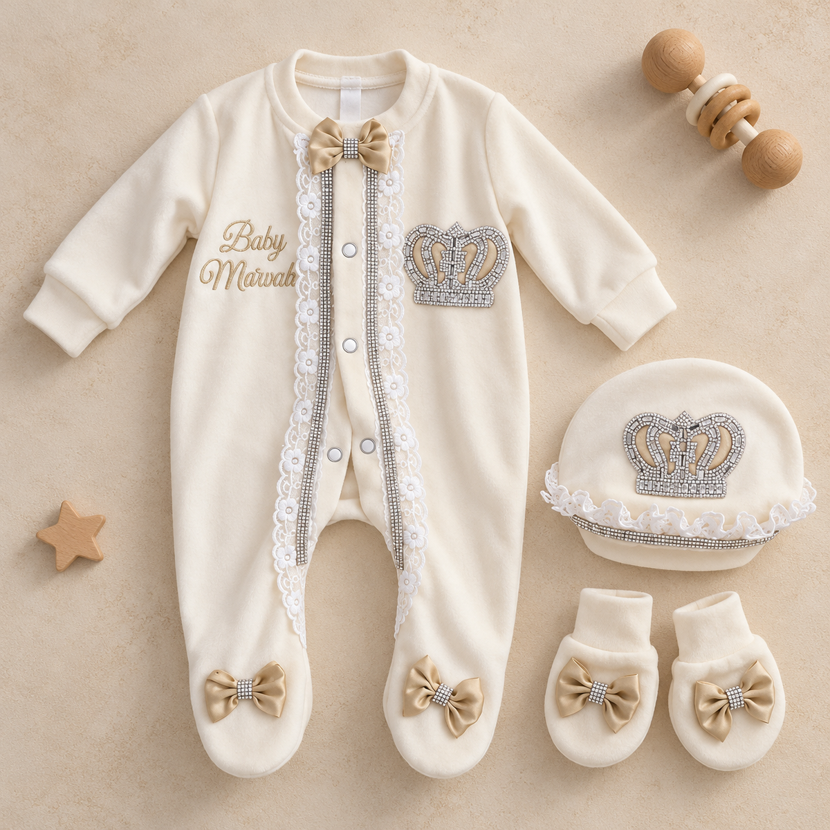 Ivory Golden Crown Romper