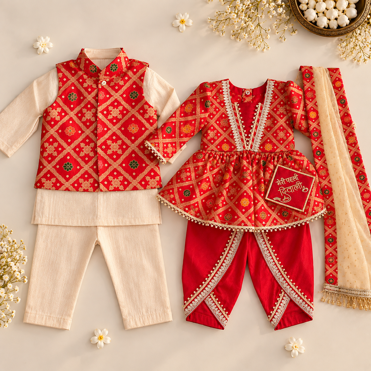 Red Diwali Twinning Set