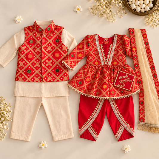 Red Diwali Twinning Set