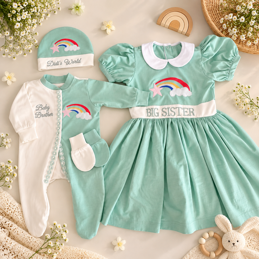 Mint Rainbow Sibling Set