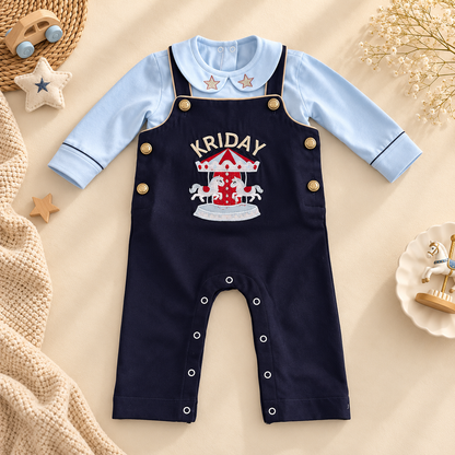 Navy Blue Carousel Dungaree Set