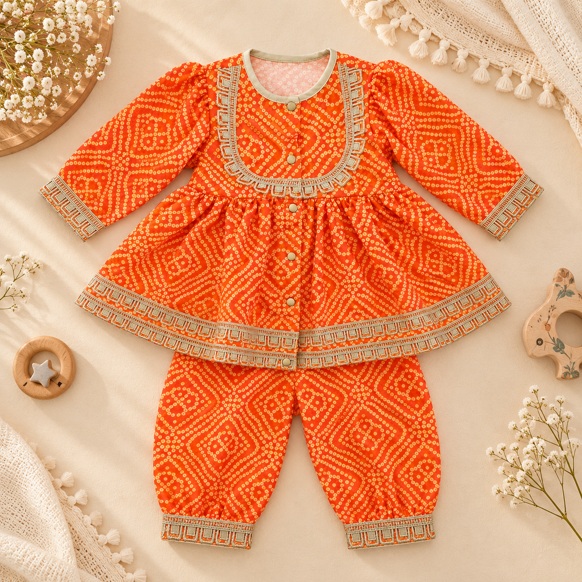 Orange Bandhani Festive Set