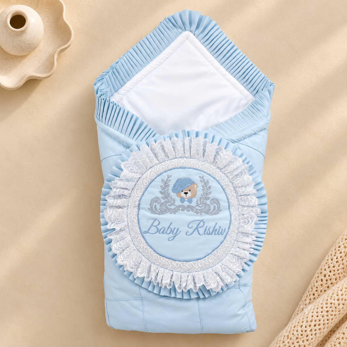 Blue Teddy Lace Wrap