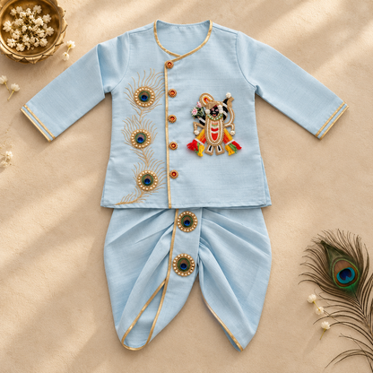 Sky Blue Krishna Dhoti Set