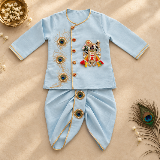 Sky Blue Krishna Dhoti Set