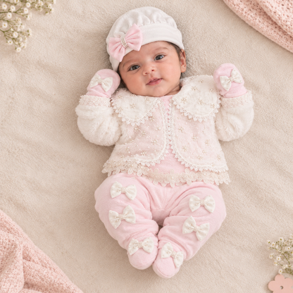 Blush Pink Lace Romper Set
