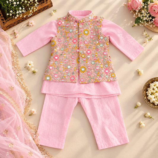 Pink Mirrorwork Kurta Set