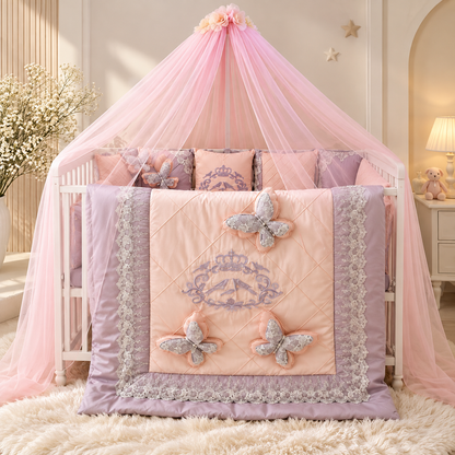Peach Lavender Baby Bedding Set