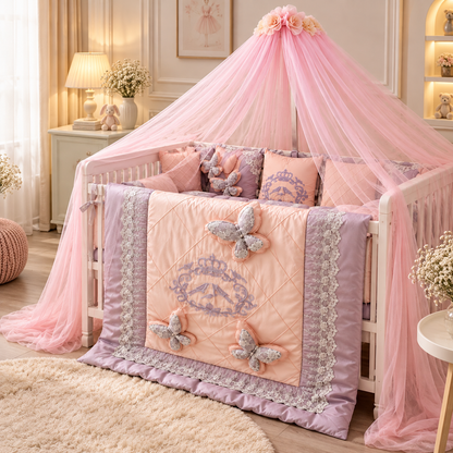 Peach Lavender Baby Bedding Set