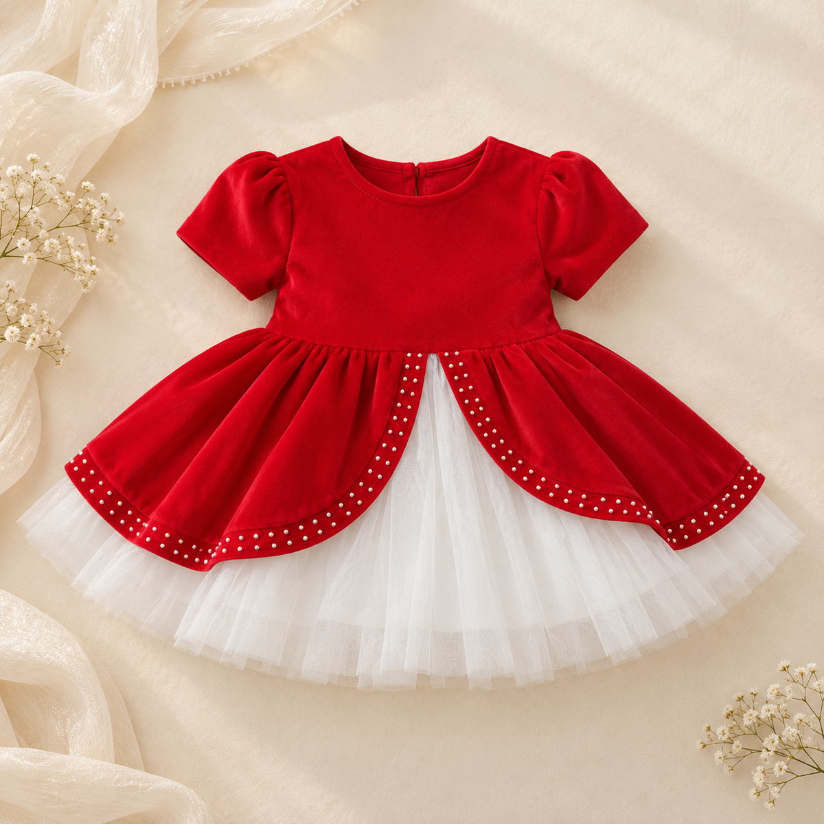 Red Peplum Tulle Dress