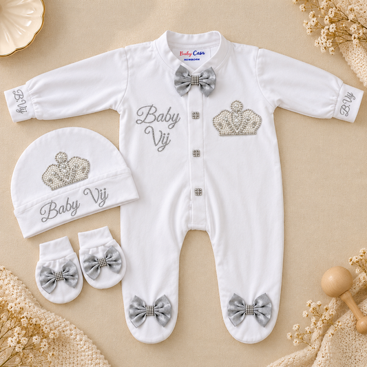 Pearl Crown Romper Set