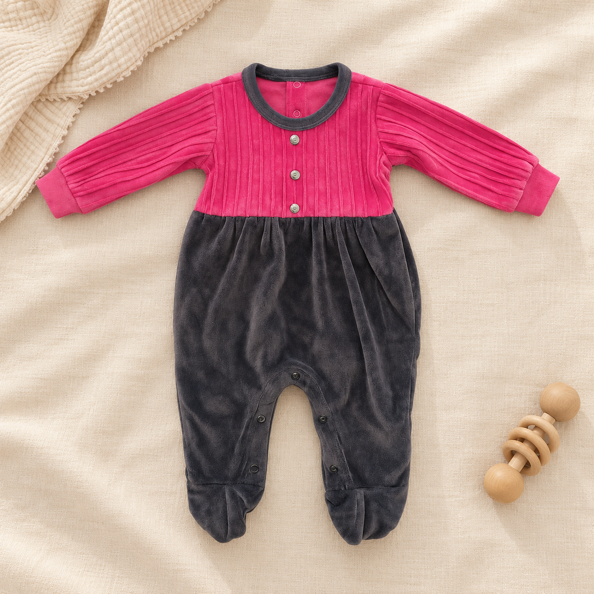 Pink Charcoal Baby Romper