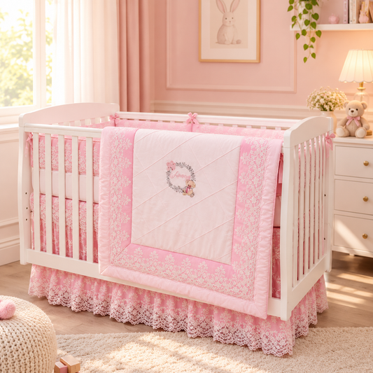 Pink Lace Princess Baby Bedding Set
