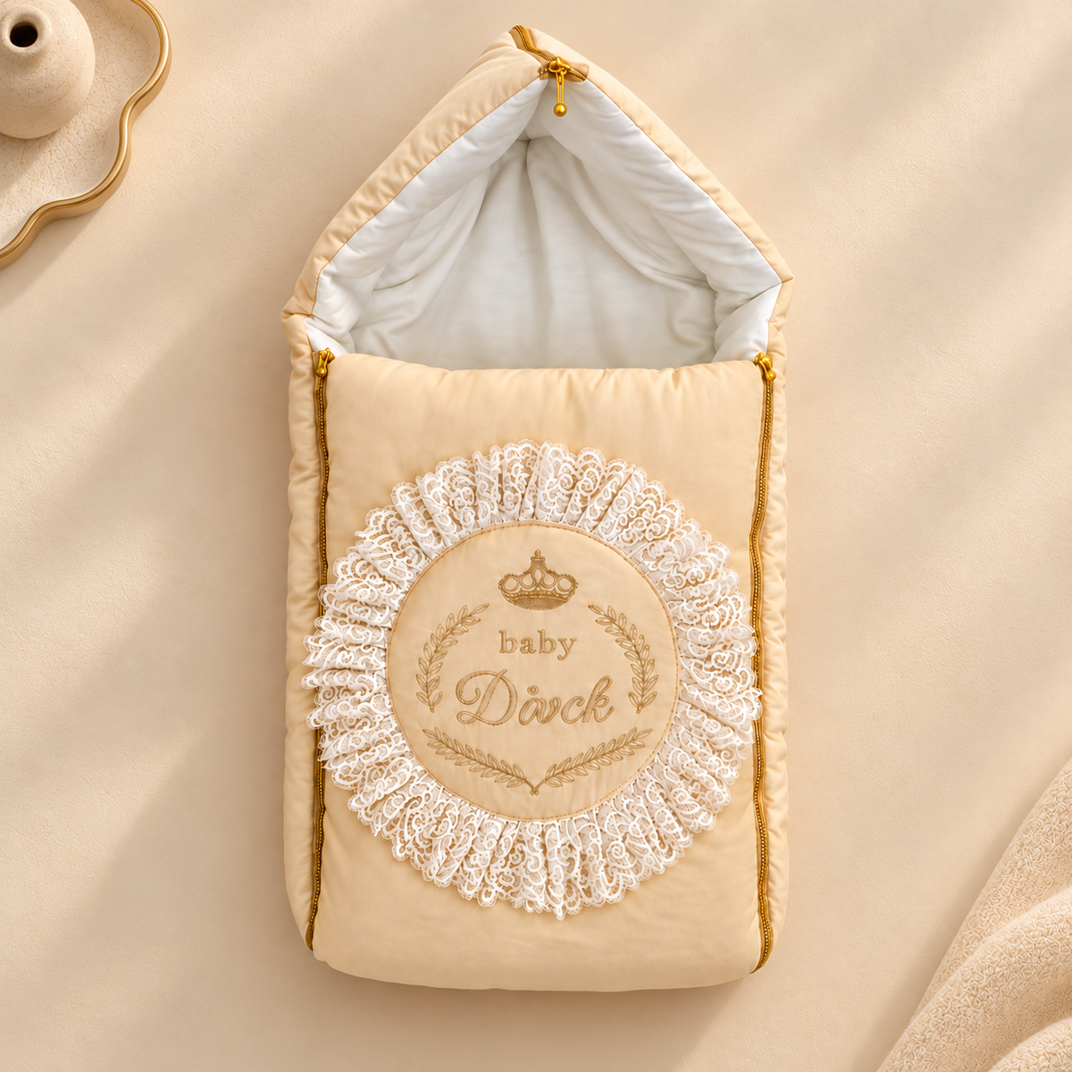 Royal Beige Lace Zip Nest