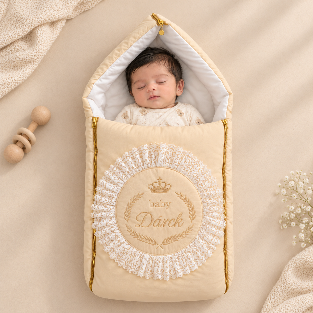 Royal Beige Lace Zip Nest