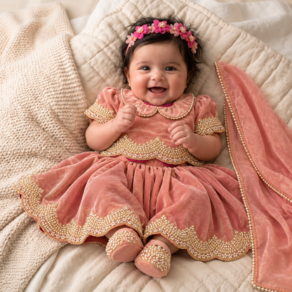 Dusty Rose Pearl Lehenga Set