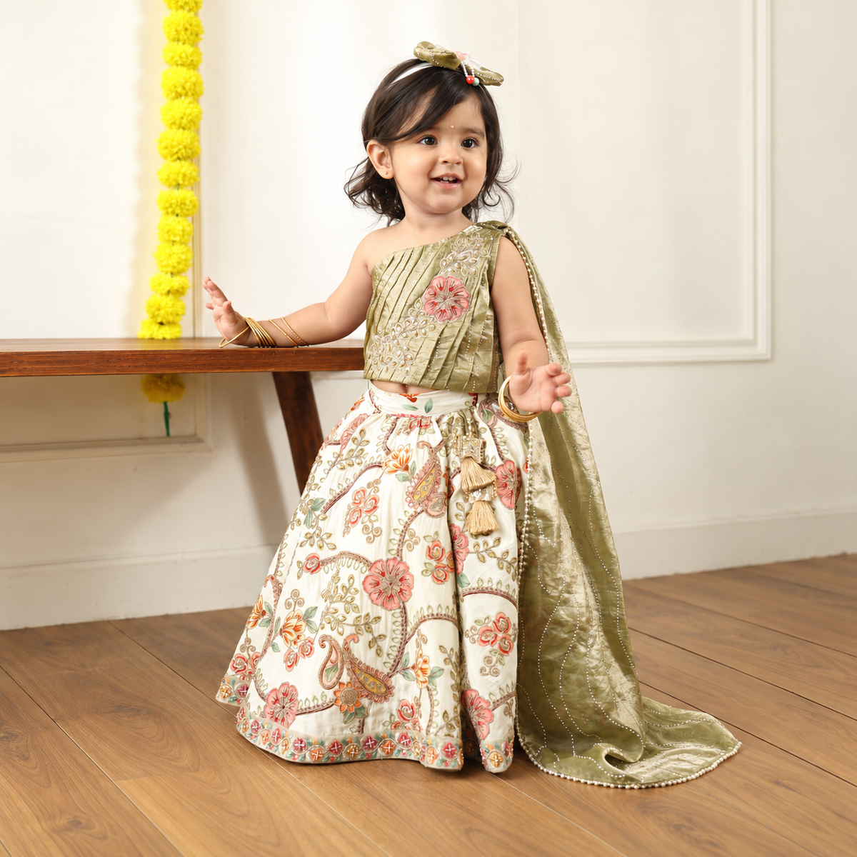 Floral Ivory Lehenga Set