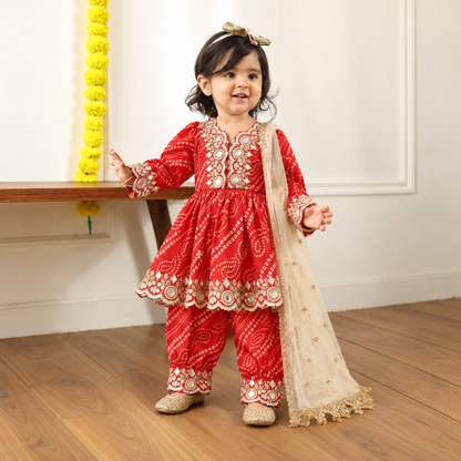 Bandhani Mirror Work Ethnic Set
