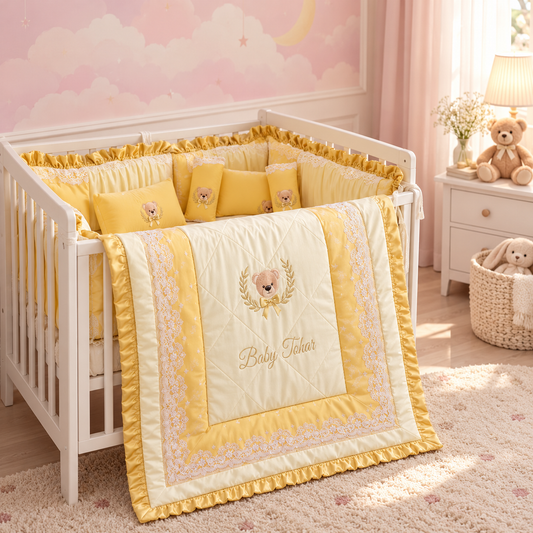 Sunshine Yellow Royal Teddy Bedding Set