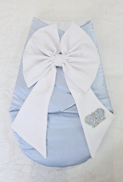 Blue Crown Bow Baby Wrap