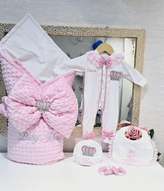 The Dotted Pink Wrap And Romper Combo Set