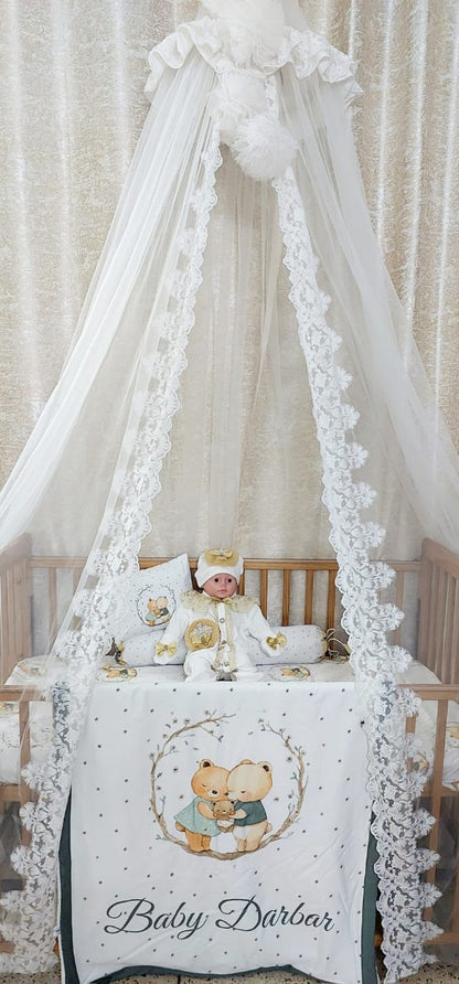 Teddy Bear Lace Crib Bedding Set