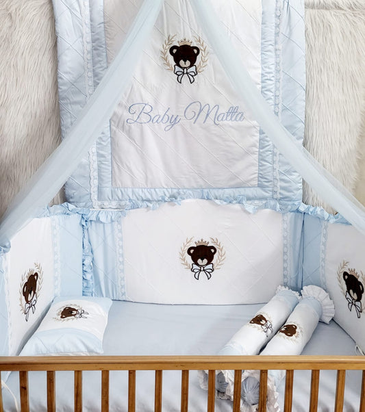 The Blue White Teddy Bedding