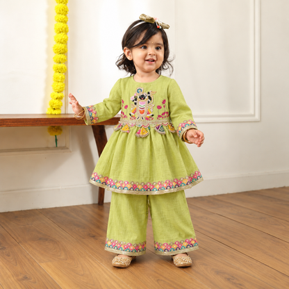 Pista Green Krishna Palazzo Set