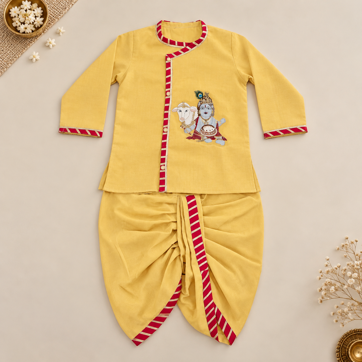 Yellow Krishna Dhoti Set