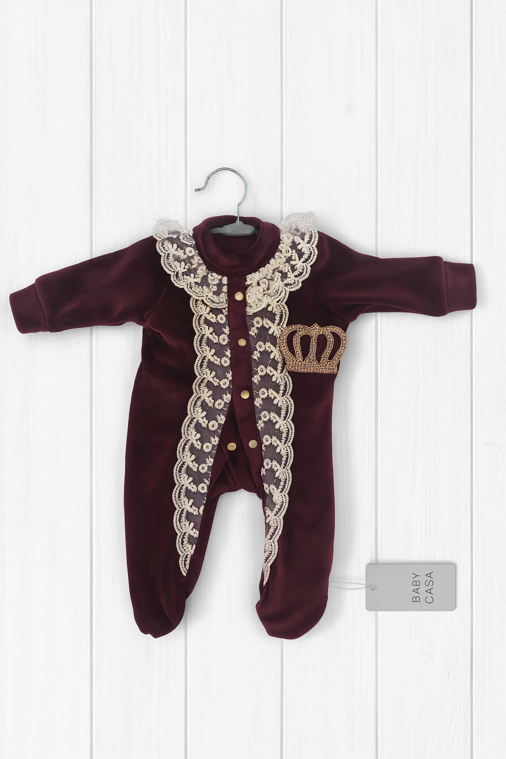 Midnight Star Velour Baby Romper & Mittens Set (Navy Blue)