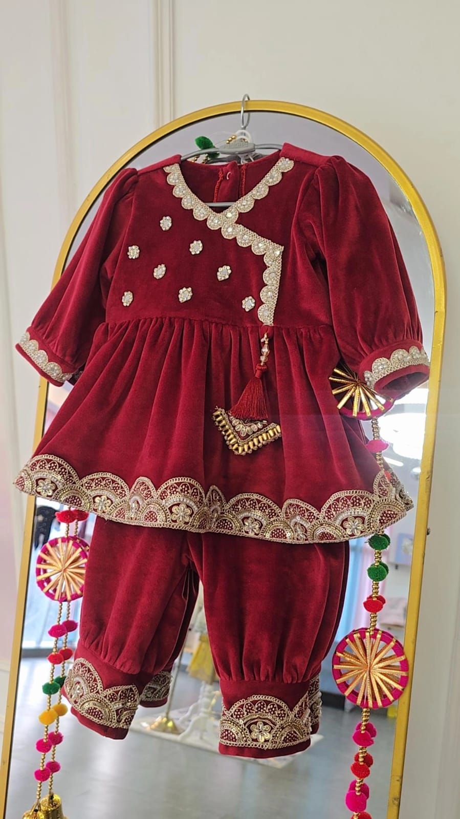 Maroon Velvet Embroidered Set