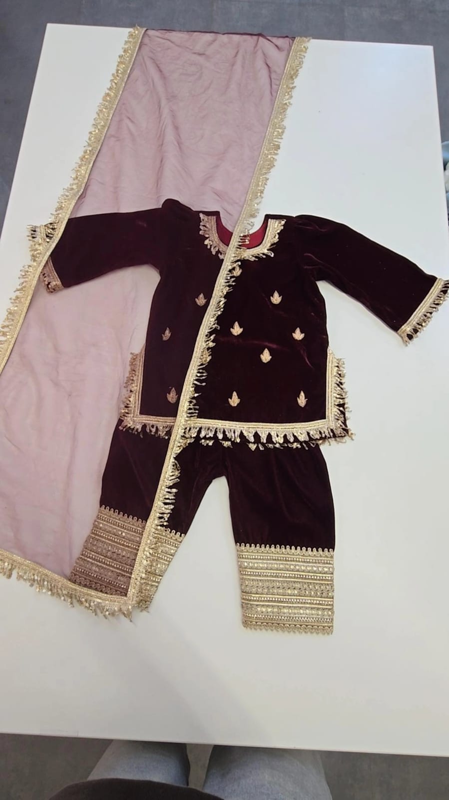 Burgundy Gold Embroidered Set