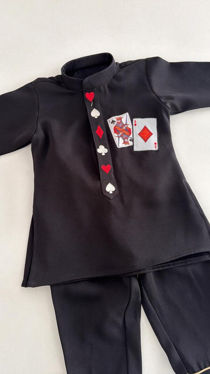 Black Royal Card Kurta Set