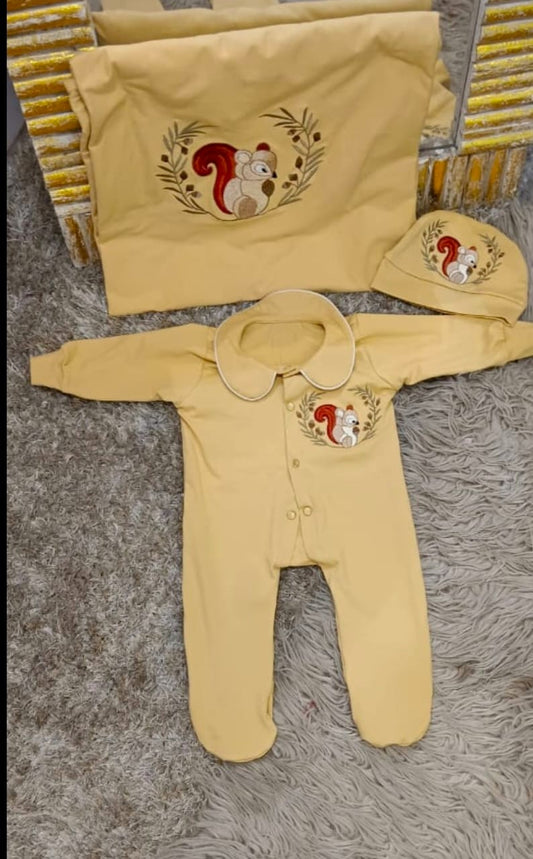The Squirrel Swaddle Sheet Combo Set