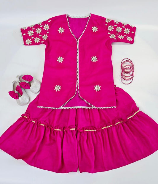 The Maya: Fuchsia Pink Sharara Set